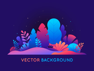 Vector illustration in trendy flat style and bright vibrant gradient colors - background with copy space for text