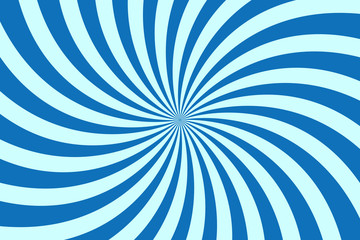 Vector simple blue background. Spiral stripes in retro pop art style