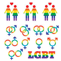 Vector rainbow LGBT rights icons and symbols