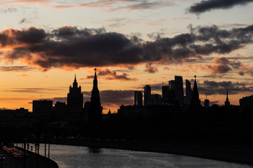 Scenery Moscow cityscape silhouettes