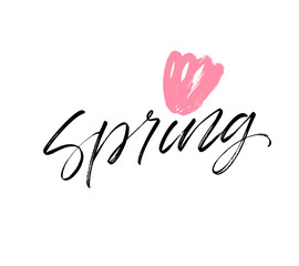 Fototapeta premium Spring phrase. Vector&nbsp;illustration of handwritten lettering.