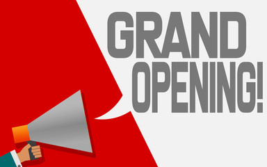 Megaphone with Grand opening speech bubble