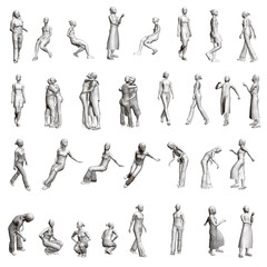 Set with people in different positions