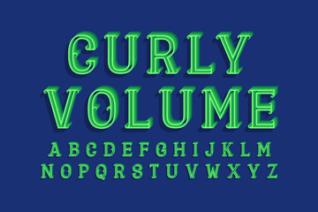 Curly volume isolated english alphabet. 3d letters vintage font.