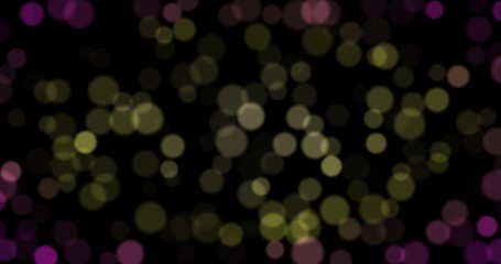 abstract background with animated glowing purple magenta green, yellow, bokeh with alpha channel , loop
