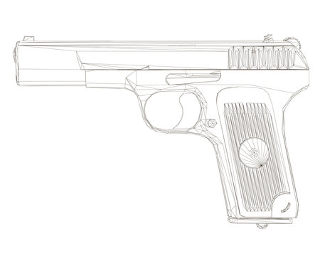 wireframe pistol outline, white background clip art preview