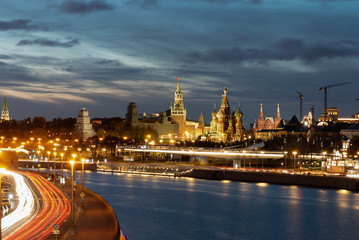 Fototapeta na wymiar Lights of night Moscow city center