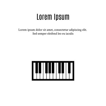 Piano icon in flat style with place for text. Vector illustration.