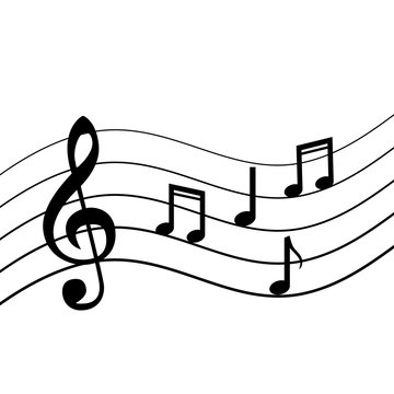 Music notes on the lines. Vector illustration on white background