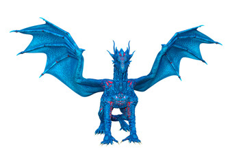 3D Rendering Fairy Tale Dragon on White