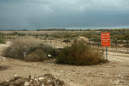 border areas of Israel, barbed wire and abandoned Arab fortifications.
