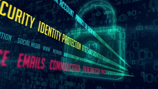 Internet communication and cyber security concept with padlocks icon on digital background. Encryption and decode of data stream transmission.