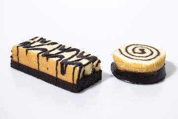 Chocolate snack bars isolated in a white background