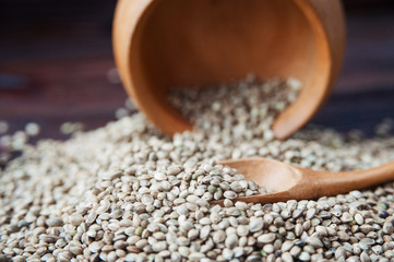 Natural hemp seeds.