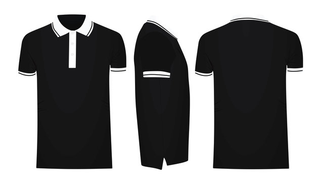 Black polo t shirt template. vector illustration