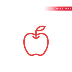 Apple simple line icon in color. Outline apple vector icon. Fully editable.