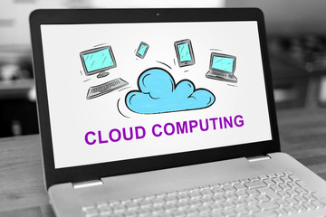 Cloud computing concept on a laptop