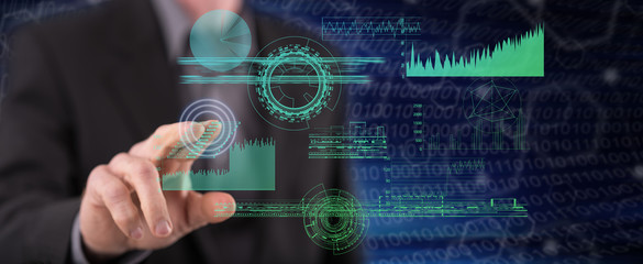 Man touching a digital analytics concept