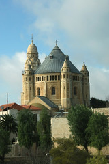 Obraz premium Catholic monastery on Mount Zion in the center of Jerusalem.
