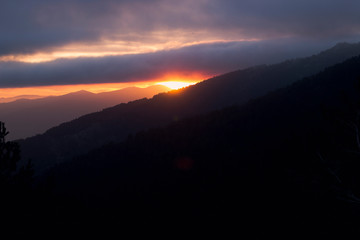 Stunning sunset between mountains