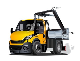 Vector Cartoon Lkw Truck with Crane isolated