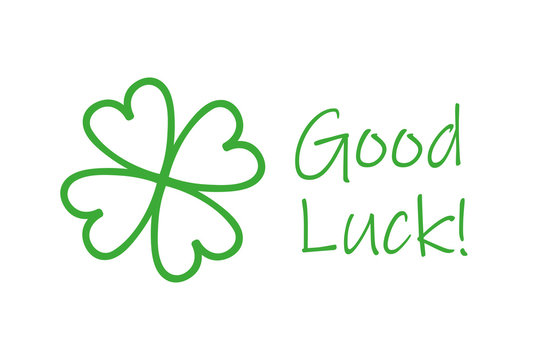 green four-leaf clover and good luck typography vector illustration EPS10