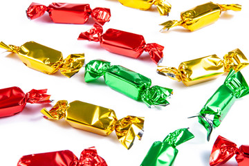 Colorful candies on white backgroud