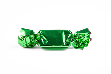 Green candy on white backgroud