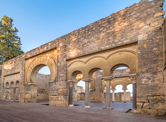 Ruins of Medina Azahara in Cordoba, Spain at sunset.
