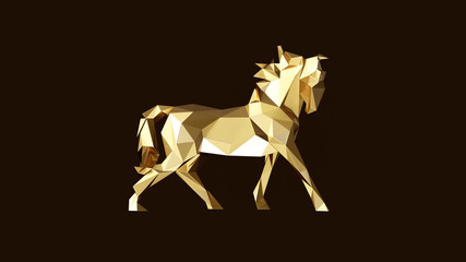 Gold Polygon Horse 3d illustration 3d rendering  © paul