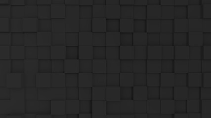 black wall background with squares structure in 3d effect