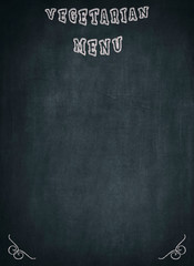 Vegetarian Menu written on a blackboard with a blue background