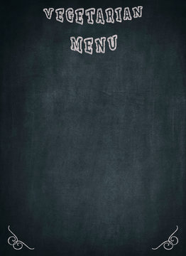 Vegetarian Menu written on a blackboard with a blue background