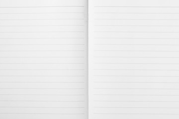 Double sheet of opened lined note paper of exercise. Notebook background texture pattern.