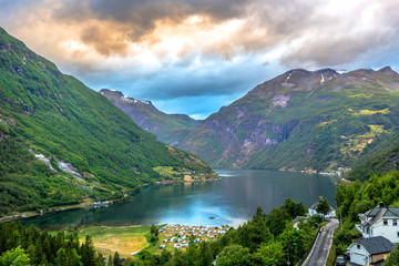 The fjord of Norway in a late sunset