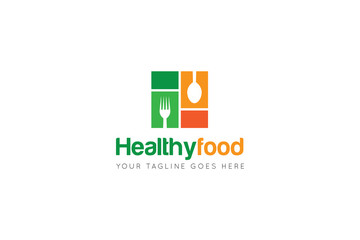 healthy food logo and icon vector design template