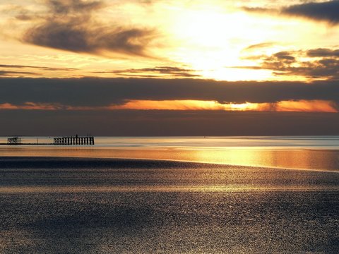 Beautiful sunset across Half Moon Bay, Heysham, Lancashire