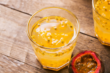 Glass of fresh passion fruit 