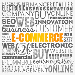 Obraz premium E-COMMERCE word cloud collage, business concept background