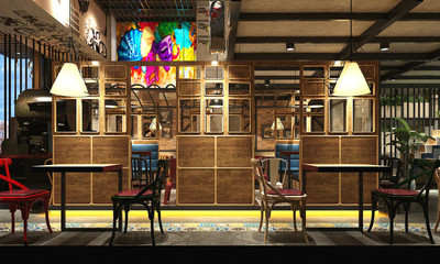 Fototapeta na wymiar 3d render of restaurant cafe