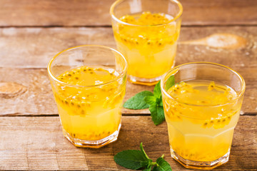 Closeup of passion fruit drinks