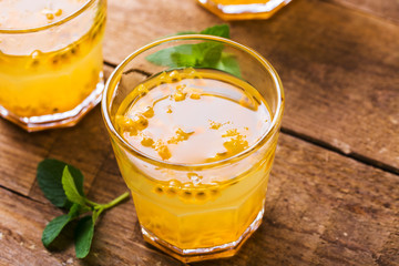 Closeup of passion fruit drinks