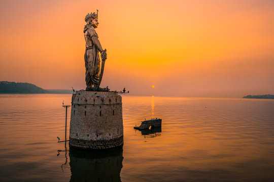 Statue of Raja bhoj in bhopal at the time of sunset