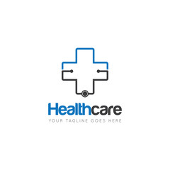 Obraz premium medical health care with stethoscope logo and icon vector design template