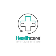 Fototapeta premium medical health care with stethoscope logo and icon vector design template