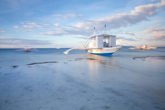 Beautiful sunset view of the beach on Panglao Island, Philippines