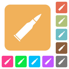 Bullet rifle ammo rounded square flat icons