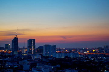 Fototapeta na wymiar sunset and city