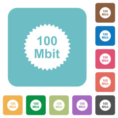 100 mbit guarantee sticker rounded square flat icons