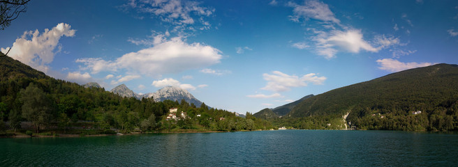 Barcis, Pordenone, Italy a beautiful mountain village on Lake Barcis.
